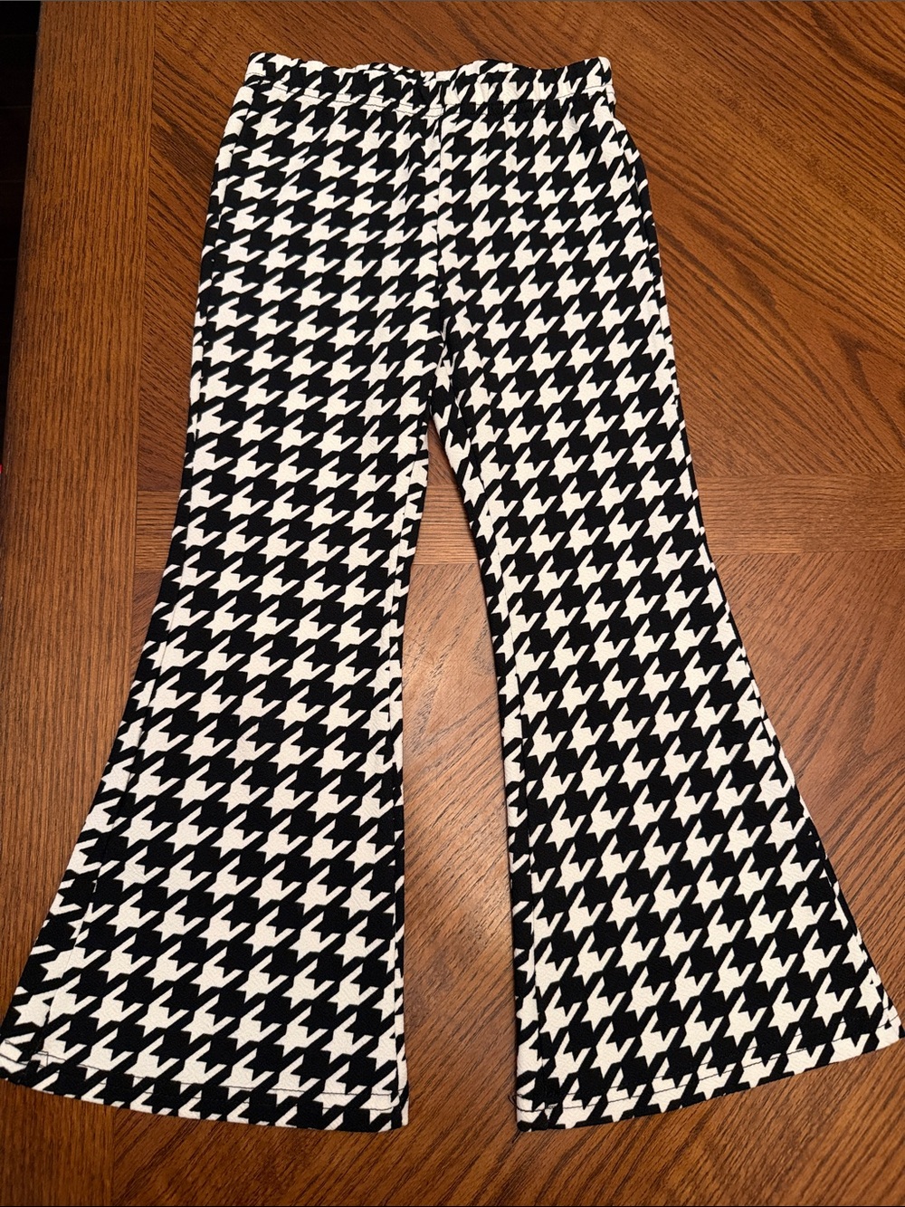 Kids Black and White Houndstooth Flared Pants